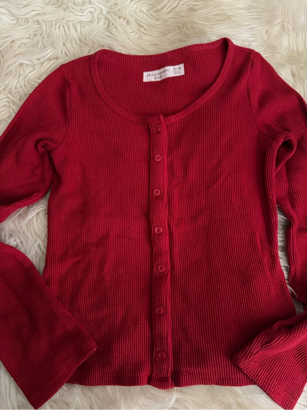 Girls Red Ribbed Button-Front Sweater - Picture 2 of 3